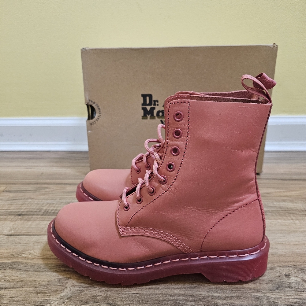 DR. MARTENS 1460 MONO PASCAL ACID PINK WOMEN'S CARTEGENA LACE-UP BOOTS - Picture 4 of 14